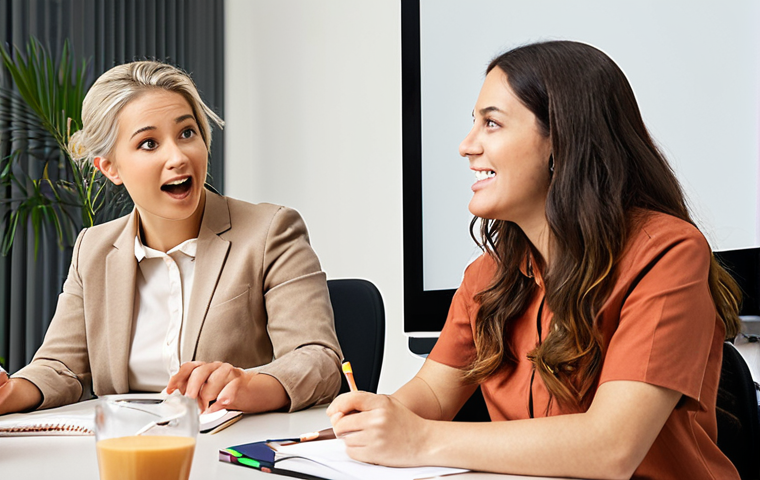 ** A diverse team actively engaged in a "Lunch and Learn" session, with one member presenting enthusiastically on a topic while others listen attentively, some taking notes, showcasing a culture of shared knowledge and continuous learning.
**