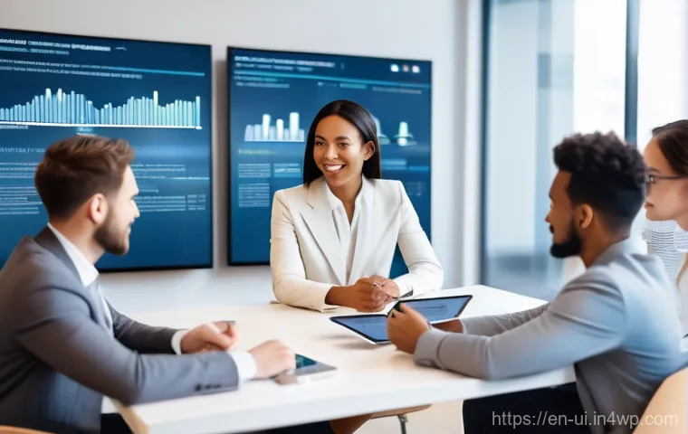 코칭 리더십의 미래 방향성 - **AI-Powered Coaching for Personalized Growth**
    "A diverse group of professionals (men and women...