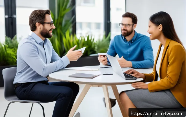 조직 내 코칭 문화 구축 전략 - A modern office setting showing a diverse group of employees engaged in casual peer-to-peer coaching...