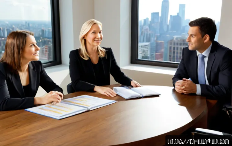 Home 16 코칭 리더십과 목표 달성을 위한 비전 수립 - Photorealistic executive coaching session in a bright modern American office, an approachable middle...